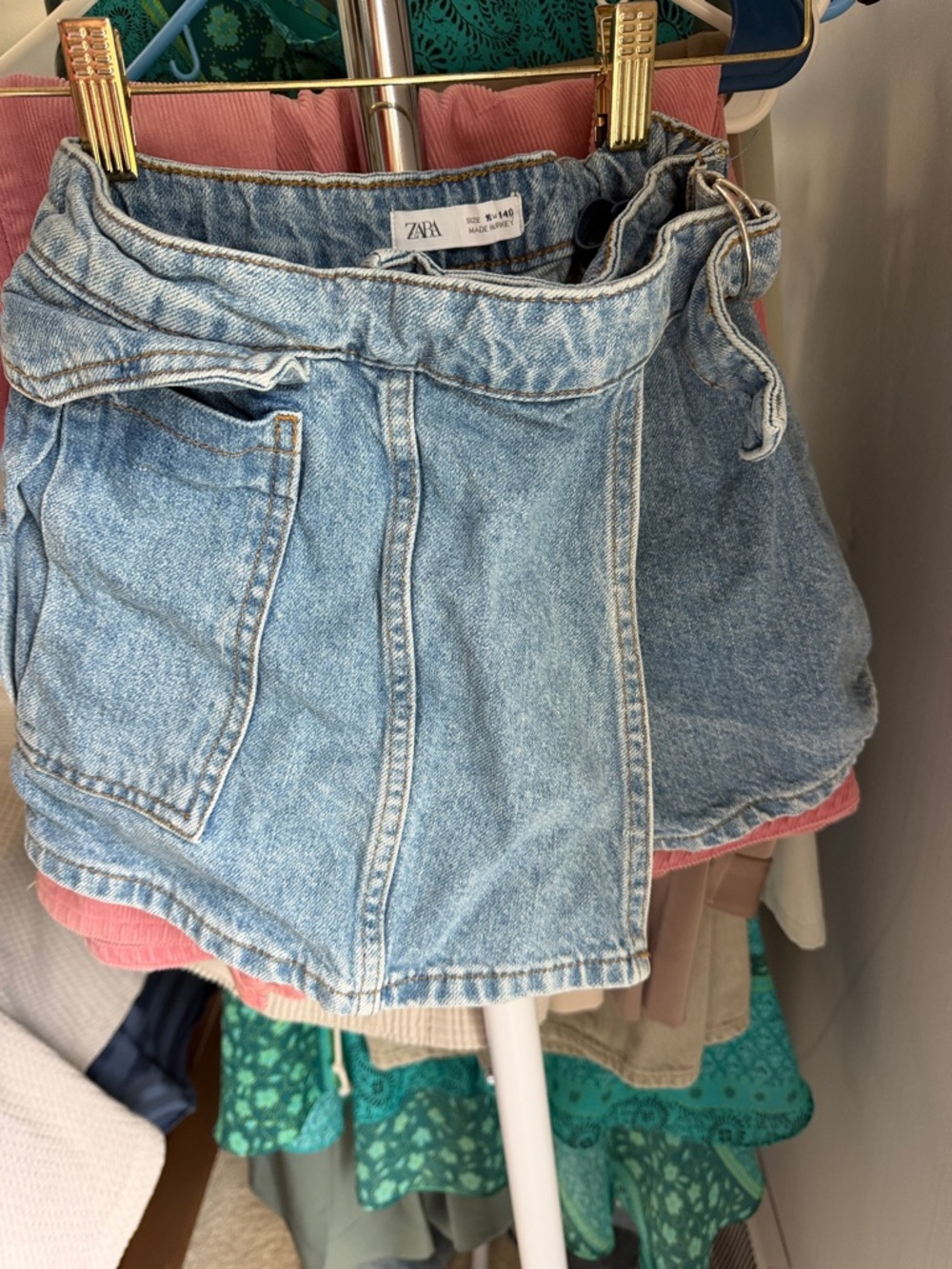 Zara Faded Light Blue High-Waist Denim Shorts